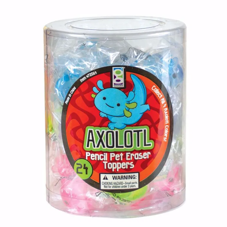 Axolotl Eraser Pencil Toppers - 24 per tub