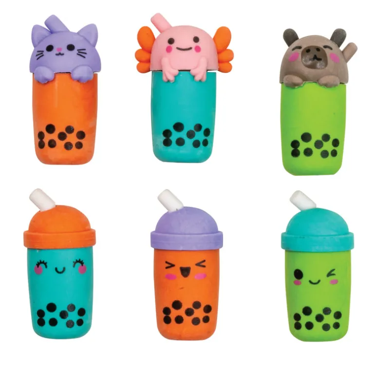 Boba Tea 3D Eraser Pencil Toppers - 48 per Bag