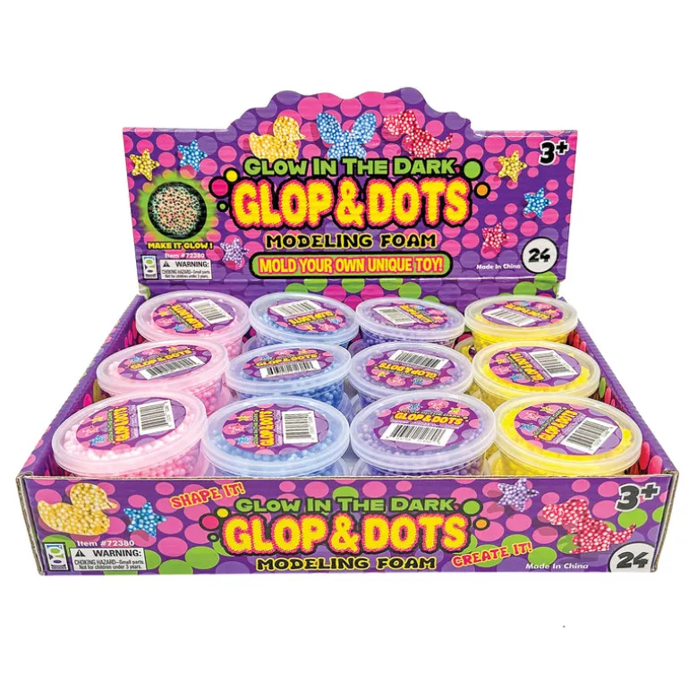 Glow in the Dark Glops & Dots Modeling Foam - 24 per display
