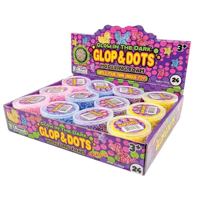 Glow in the Dark Glops & Dots Modeling Foam - 24 per display