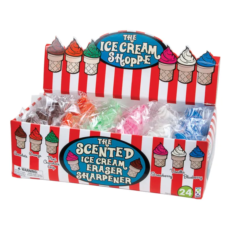 Ice Cream Shoppe Scented Sharpeners and Erasers - 24 per box