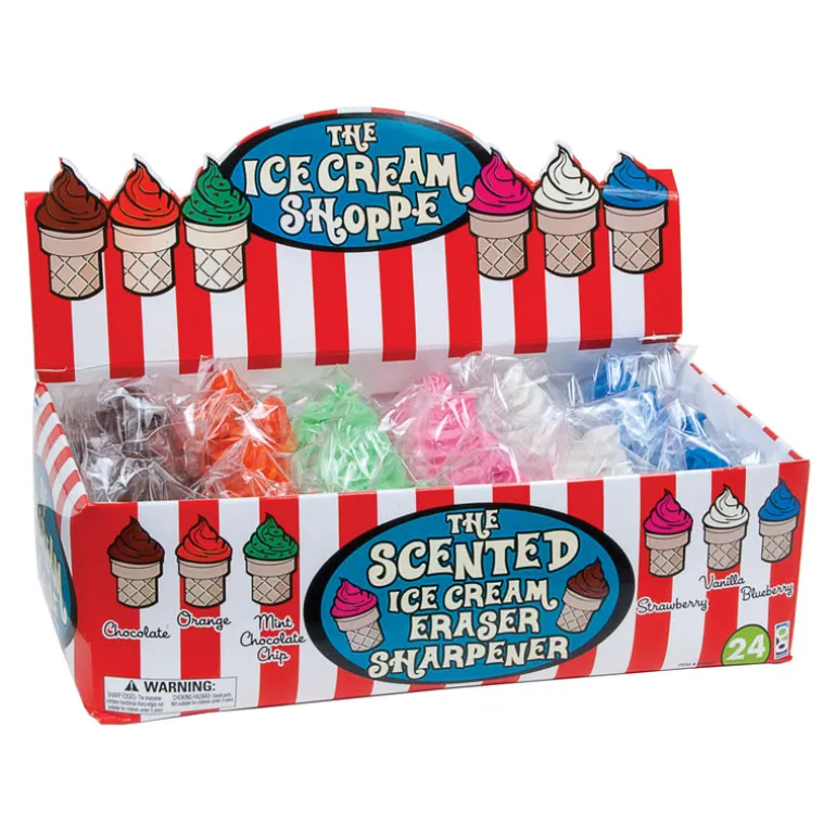 Ice Cream Shoppe Scented Sharpeners and Erasers - 24 per box