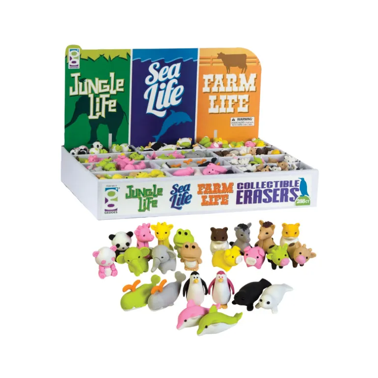 Jungle, Sea, and Farm Life 3D Eraser Assortment - 288 per display