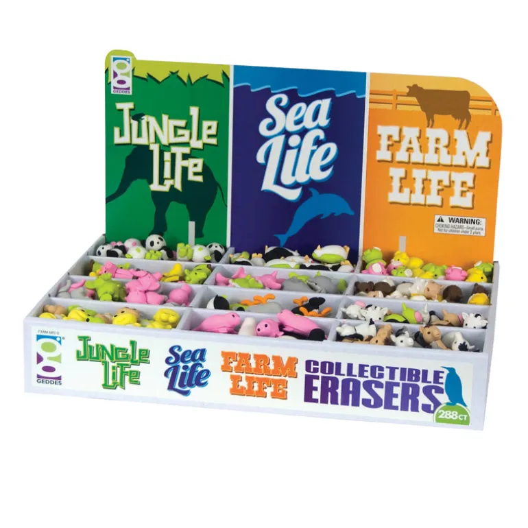 Jungle, Sea, and Farm Life 3D Eraser Assortment - 288 per display