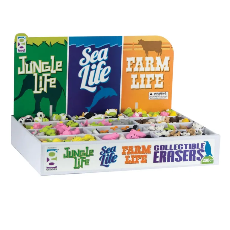 Jungle, Sea, and Farm Life 3D Eraser Assortment - 288 per display