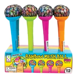 Rainbow Mesh Ball Pens - 12 per display