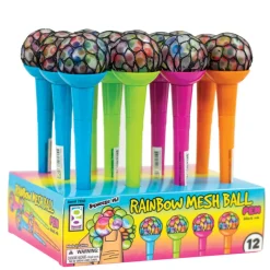 Rainbow Mesh Ball Pens - 12 per display