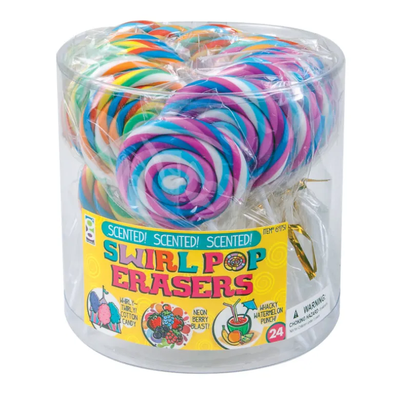 Scented Swirl Pop Erasers - 24 per tub