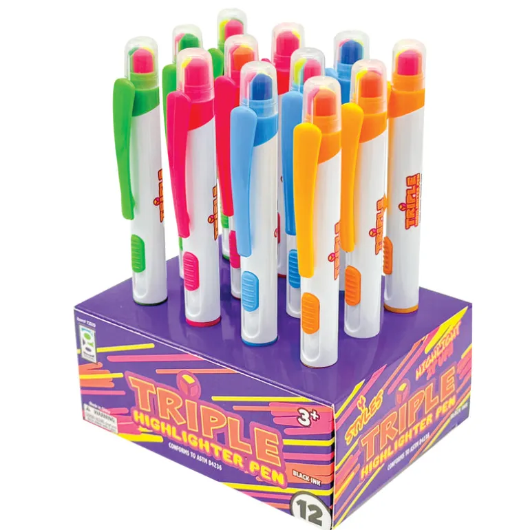 Triple Highlighter Pen - 12 per Display
